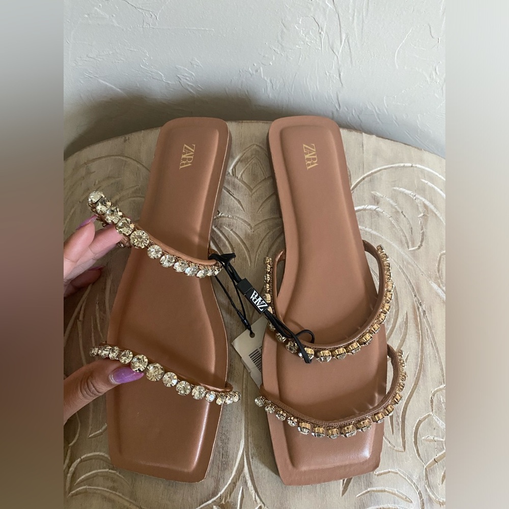 Zara Flat Rhinestone Sandals - Picture 5 of 9